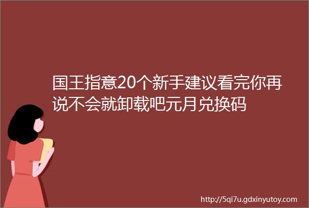 国王指意20个新手建议看完你再说不会就卸载吧元月兑换码